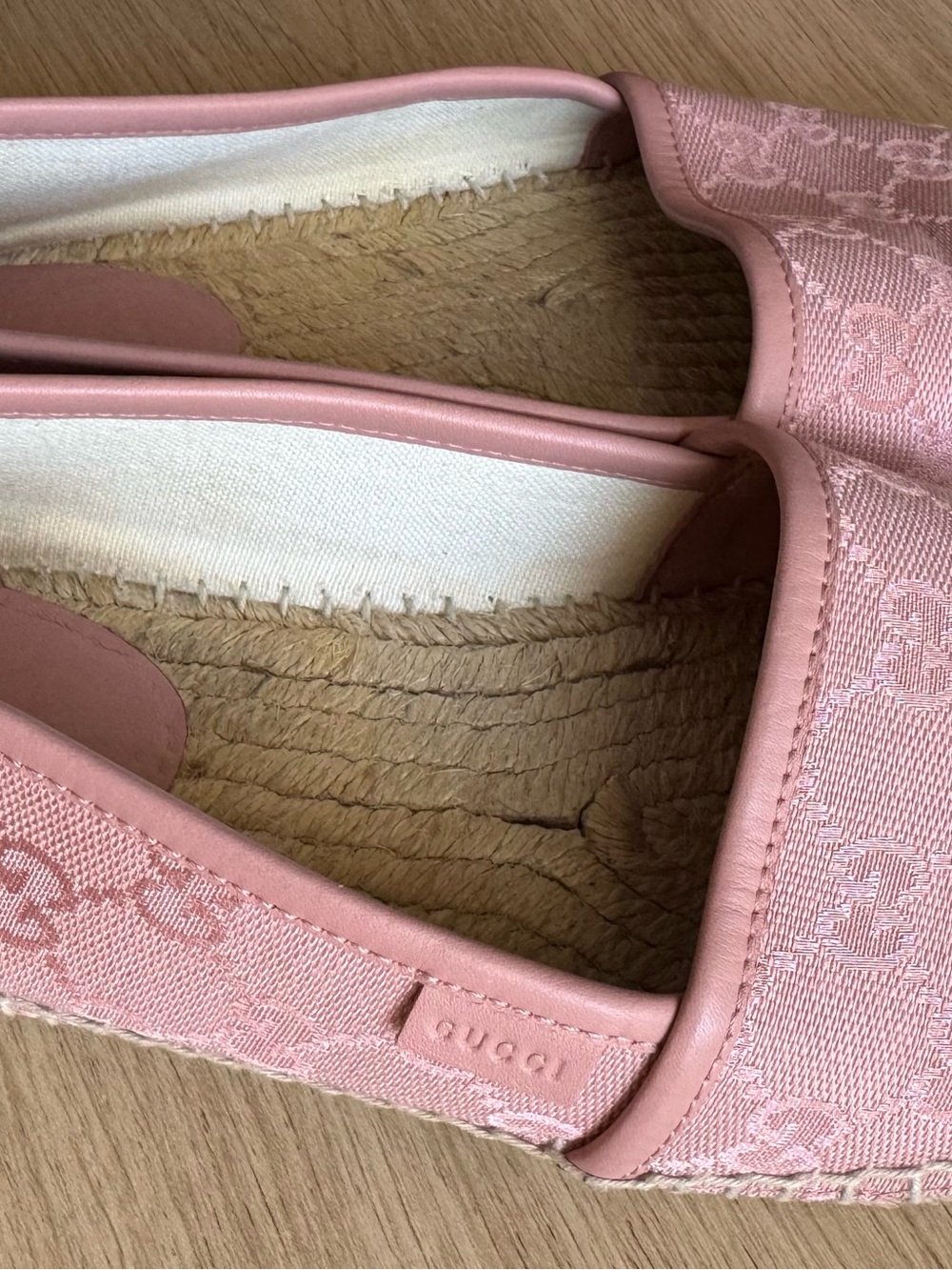 Gucci Blush Pink Canvas GG Espadrille Flats